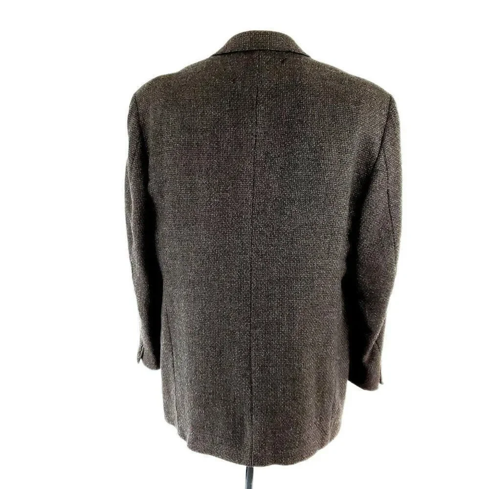 Pierre Cardin Wool Tweed 2 Button Sport Coat 42R‎ Black Green Check Spec